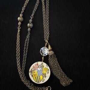 Elegant Bronze Coat of Arms Pendant Necklace